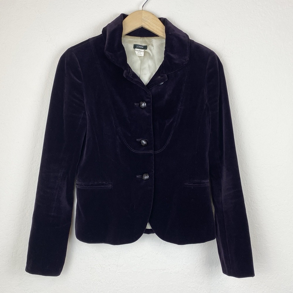 J. Crew Women's Velvet Blazer Size 6 Purple Regency Academia Whimsigoth Vintage